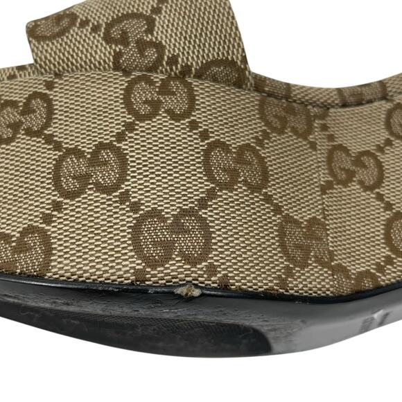 Gucci Beige Monogram Platform Sandals - Picture 11 of 15